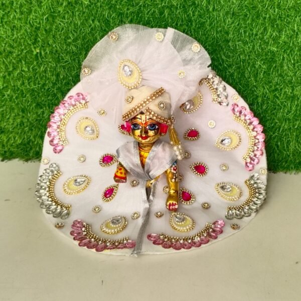 Graceful White Attire with Pagdi for Laddu Gopal Ji