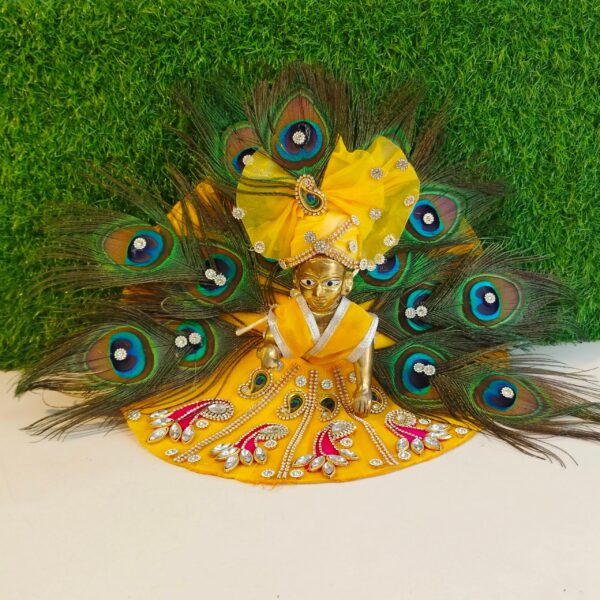 Peacock Feather-Inspired Poshak for Laddu Gopal Ji