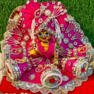 A Premium Laddu Gopal  Red jhalar Poshak for Janmashtami Festival.